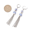 Handmade Flower Printed Porcelain Ceramic Beads Leverback Earrings EJEW-JE06893-4