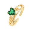 Mother's Day Brass Pave Cubic Zirconia Cuff Open Rings CU-CBACDF6-06G-6