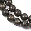 Natural Pyrite Beads Strands G-P303-01-6mm-16-3