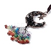 Natural Dyed & Heated Black Agate Moon with Mixed Gemstone Chips Tassel Pendant Decorations G-L524-07R-A01-3