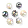 UV Plating Rainbow Iridescent Acrylic Beads OACR-F004-04G-2