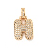 Brass Micro Pave Clear Cubic Zirconia Pendants KK-B099-01G-H-1