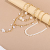 Aluminum & Plastic Pearl 3 Layer Nuggets Tassel Necklaces for Women WG0B97E-01-3