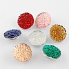 Flat Round Brass Glitter Powder Resin Jewelry Snap Buttons X-RESI-S080-M-1