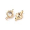 Brass Cubic Zirconia Flat Round Connector Charms KK-H204-02KCG-04-2