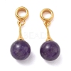 Natural Amethyst & Brass European Dangle Charms GG-D002-15G-01-1