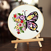 Butterfly & Flower Pattern DIY Embroidery Kits DARK-PW0001-154B-01-1