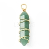 Natural Mixed Gemstone Copper Wire Wrapped Pointed Pendants PALLOY-JF02113-2
