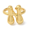 Initials Brass Open Cuff Ring for Women RJEW-N046-02N-G-2