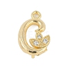 Brass Crystal Rhinestone Letter Links Connector Charms KK-S395-06G-C-1