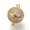Brass Micro Pave Cubic Zirconia Magnetic Clasps with Loops ZIRC-S058-04G-10mm-1