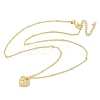 Brass Micro Pave Clear Cubic Zirconia Heart with Key Pendant Necklaces for Women NJEW-M088-02G-01-2