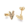 Brass Micro Pave Cubic Zirconia Stud Earrings EJEW-F201-22G-2