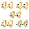 Evil Eye Real 18K Gold Plated Brass Hoop Earrings EJEW-L269-075G-1