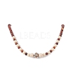 Natural Wood Round Graduated Beaded Necklace for Women NJEW-JN04288-2