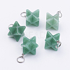 Natural Green Aventurine Pendants X-G-E398-02G-2