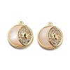 Natural White Shell & Clear Cubic Zirconia & Brass Charms BSHE-G034-34G-1