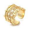 Rack Plating Real 18K Gold Plated Brass Hollow Oval Open Cuff Rings RJEW-B048-10G-1