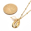 Cowrie Shell & Natural Pearl Pendant Necklace for Teen Girl Women NJEW-JN03717-02-5