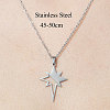 Non-Tarnish 201 Stainless Steel Hollow Star Pendant Necklace NJEW-OY001-88-3