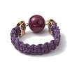 Glass Round Ball Braided Bead Style Finger Ring RJEW-JR00600-02-4