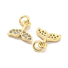 Brass Micro Pave Clear Cubic Zirconia Charms KK-Z044-14C-2