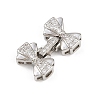 Brass Micro Pave Clear Cubic Zirconia Fold Over Clasps KK-C075-41P-1