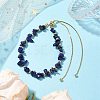 Adjustable Natural Lapis Lazuli Chips Beaded Slider Bracelets for Women BJEW-JB10489-2