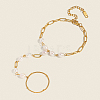 Elegant Natural Freshwater Pearl Beads Link Ring Bracelets KX0637-1