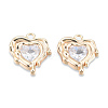 Brass Pave Clear Cubic Zirconia Pendants KK-N232-478LG-2