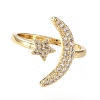 Brass Micro Pave Clear Cubic Zirconia Cuff Rings RJEW-F108-01G-2