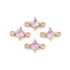 Brass Pave Glass Rhombus Links Connector Charms GLAA-Q088-001A-1