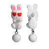 Lovely Design Handmade Polymer Clay Cute Rabbit Dangle Stud Earrings EJEW-F0070-13-2