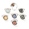 Adjustable Natural & Synthetic Gemstone Cuff Rings RJEW-H540-C-2
