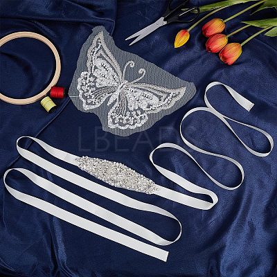 1Pc 3D Butterfly Polyester Computerized Embroidery Appliques for Wedding Dress DIY-GF0006-64-1