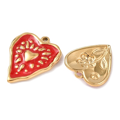 5Pcs 304 Stainless Steel Enamel Pendants STAS-P432-03B-G-1