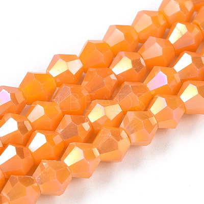 Opaque Solid Color Electroplate Glass Beads Strands EGLA-A039-P4mm-B04-1