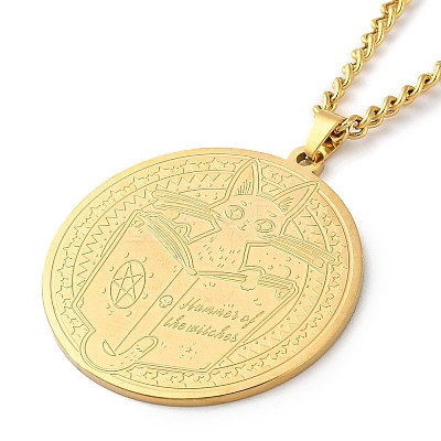 304 Stainlessa Steel Curb Chain Pendant Necklaces NJEW-H034-07G-1