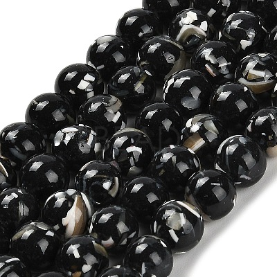 Assembled Synthetic Stone and Trochus Shell Beads Strands G-B128-08C-04-1
