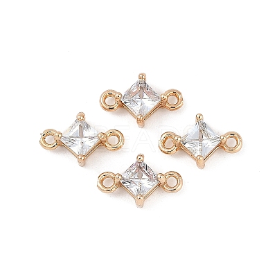 Brass Pave Glass Rhombus Links Connector Charms GLAA-Q088-001E-1