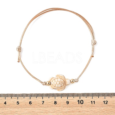 4Pcs 4 Colors Ocean Dyed Synthetic Turquoise Sea Turtle Beaded Adjustable Waxed Polyester Cord Bracelets for Women BJEW-JB14243-02-1