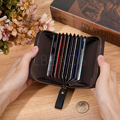Rectangle Leather Credit Card Wallets for Women Men AJEW-WH20001-31C-1