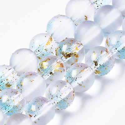 Frosted Spray Painted Glass Beads Strands X-GLAA-N035-03C-C07-1
