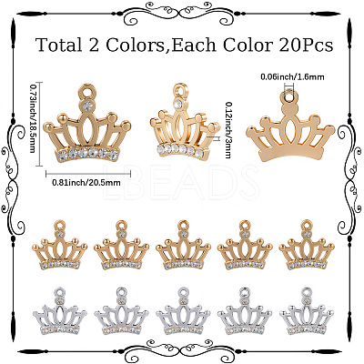 40Pcs 2 Colors Alloy Crystal Rhinestone Pendants FIND-SC0016-45-1