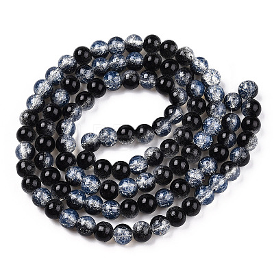Transparent Crackle Baking Paint Glass Beads Strands DGLA-T003-01C-01-1