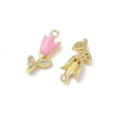 Brass Micro Pave Clear Cubic Zirconia and Enamel Charms KK-A300-22G-04-1