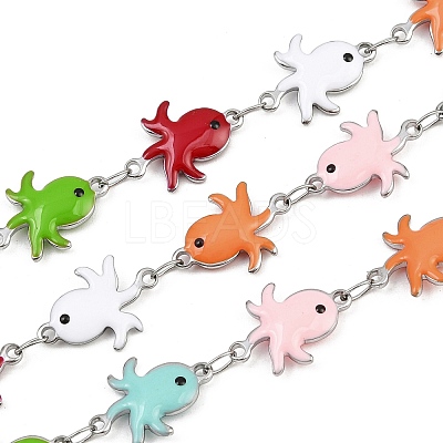 304 Stainless Steel Enamel Octopus Link Chains CHS-F023-01C-P-1