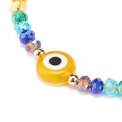 Lampwork Evil Eye & Glass Beaded Bracelet BJEW-JB08367-02-1