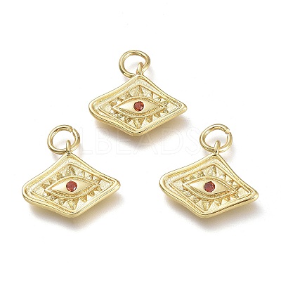 Brass Micro Pave Cubic Zirconia Pendants KK-P188-C08-G-1