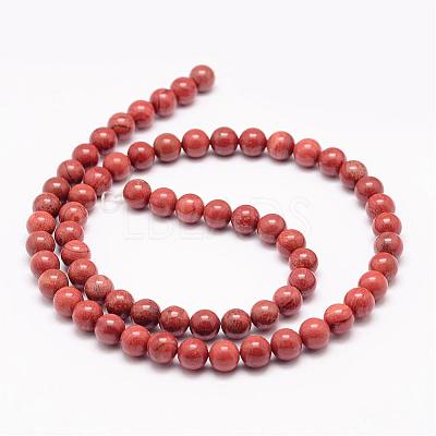 Natural Red Jasper Bead Strands G-K153-B19-6mm-1
